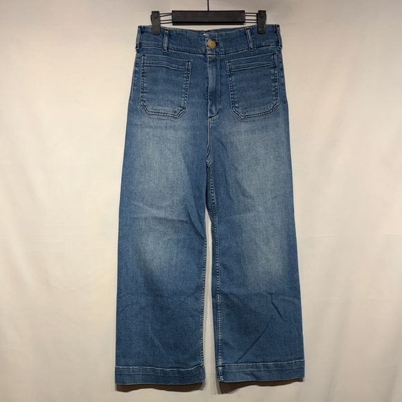 Maeve The Colette Crop High-Rise Wide-Leg Jeans Blue Algae Wash Size 29 - Picture 2 of 12